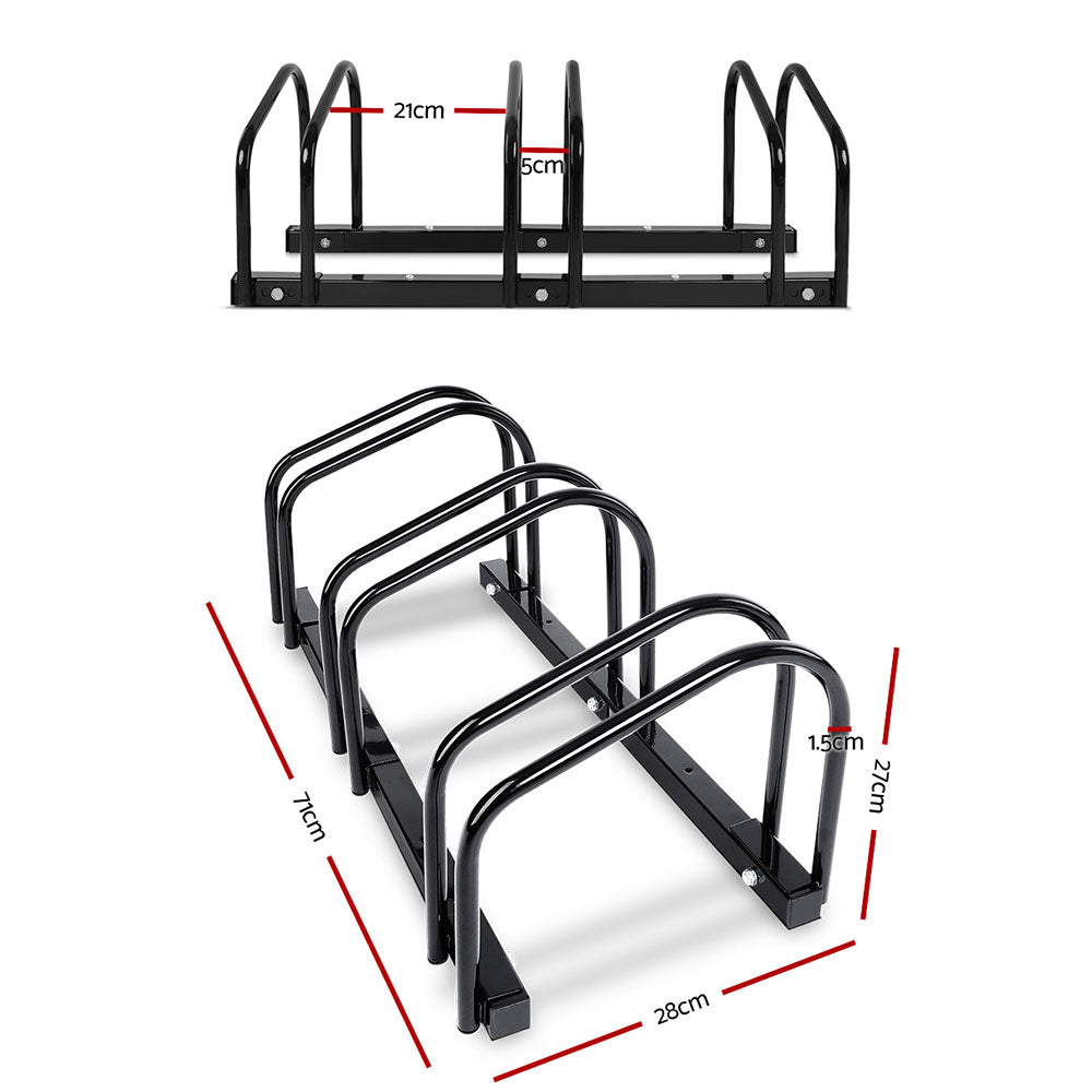 Weisshorn 3 Bike Stand Rack Bicycle Storage Floor Parking Holder Cycling Black BIKE-3-BK