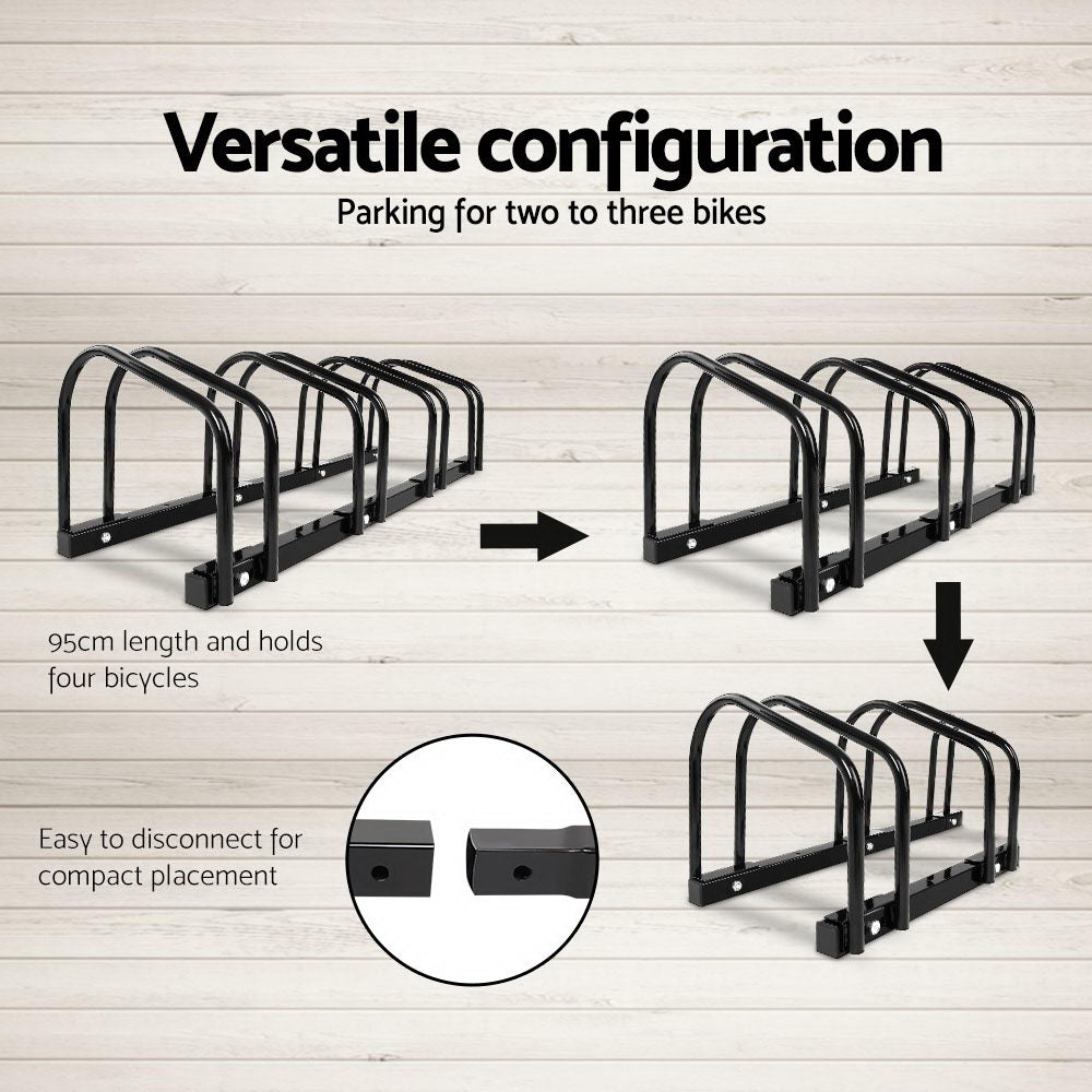 Weisshorn 4 Bike Stand Rack Bicycle Storage Floor Parking Holder Cycling Black BIKE-4-BK