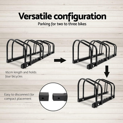 Weisshorn 4 Bike Stand Rack Bicycle Storage Floor Parking Holder Cycling Black BIKE-4-BK