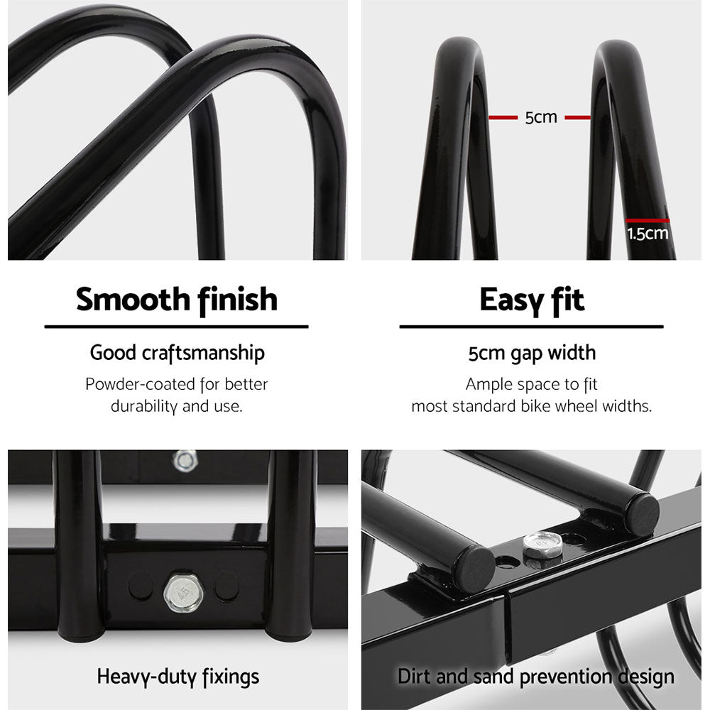 Weisshorn 4 Bike Stand Rack Bicycle Storage Floor Parking Holder Cycling Black BIKE-4-BK