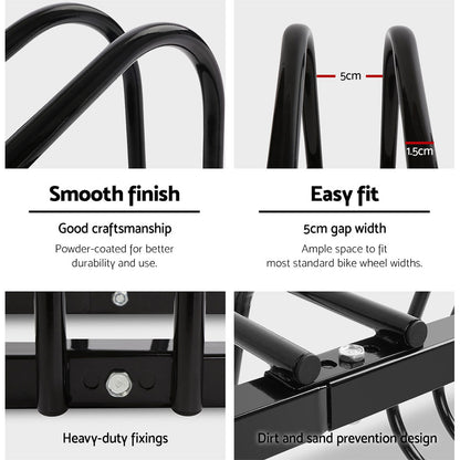 Weisshorn 4 Bike Stand Rack Bicycle Storage Floor Parking Holder Cycling Black BIKE-4-BK