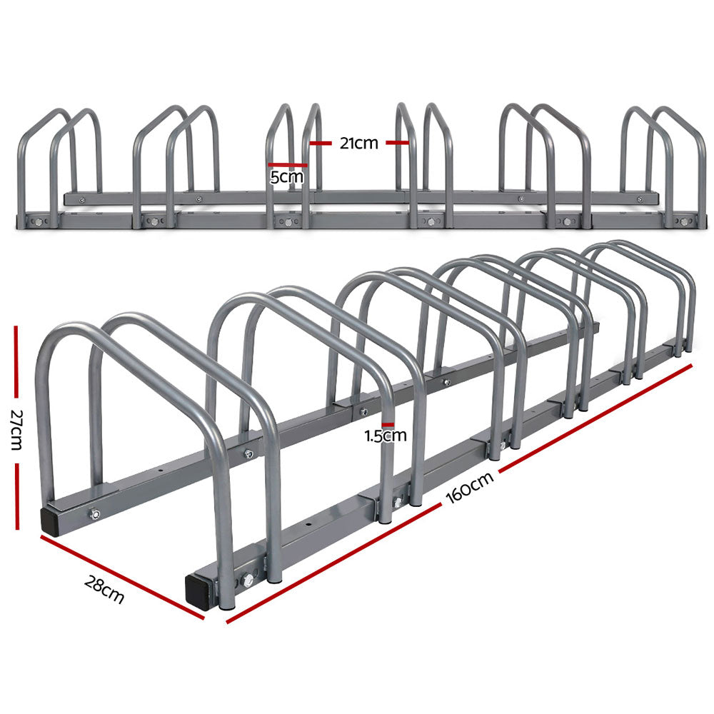 Weisshorn 6 Bike Stand Rack Bicycle Storage Floor Parking Holder Cycling Silver BIKE-6-SI