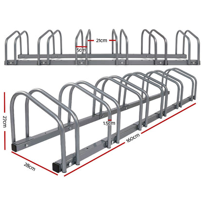 Weisshorn 6 Bike Stand Rack Bicycle Storage Floor Parking Holder Cycling Silver BIKE-6-SI