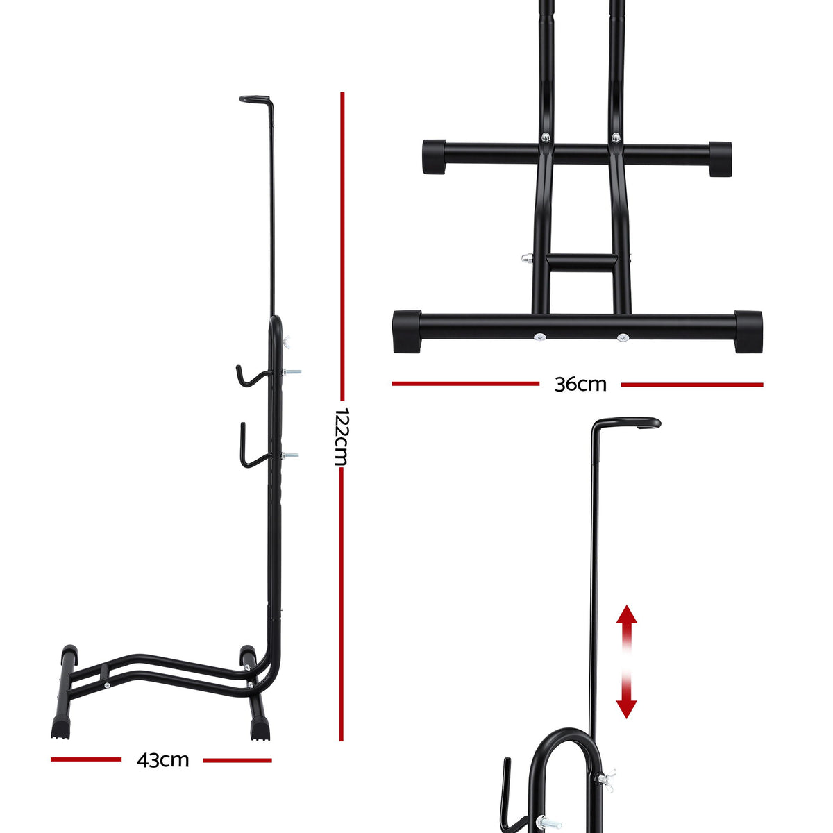 Weisshorn 4-in-1 Bike Parking Stand Vertical Floor Storage Rack for 24"-27.5" Bicycles, Adjustable Height BIKE-STD-BK