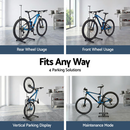 Weisshorn 4-in-1 Bike Parking Stand Vertical Floor Storage Rack for 24"-27.5" Bicycles, Adjustable Height BIKE-STD-BK