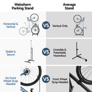 Weisshorn 4-in-1 Bike Parking Stand Vertical Floor Storage Rack for 24"-27.5" Bicycles, Adjustable Height BIKE-STD-BK