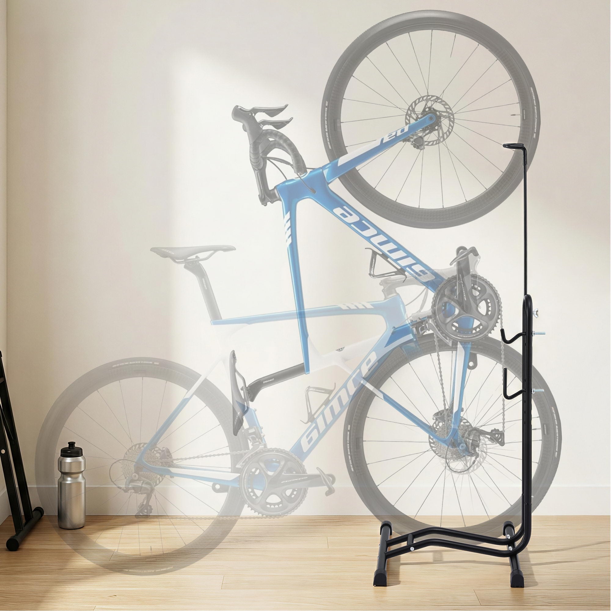 Weisshorn 4-in-1 Bike Parking Stand Vertical Floor Storage Rack for 24"-27.5" Bicycles, Adjustable Height BIKE-STD-BK