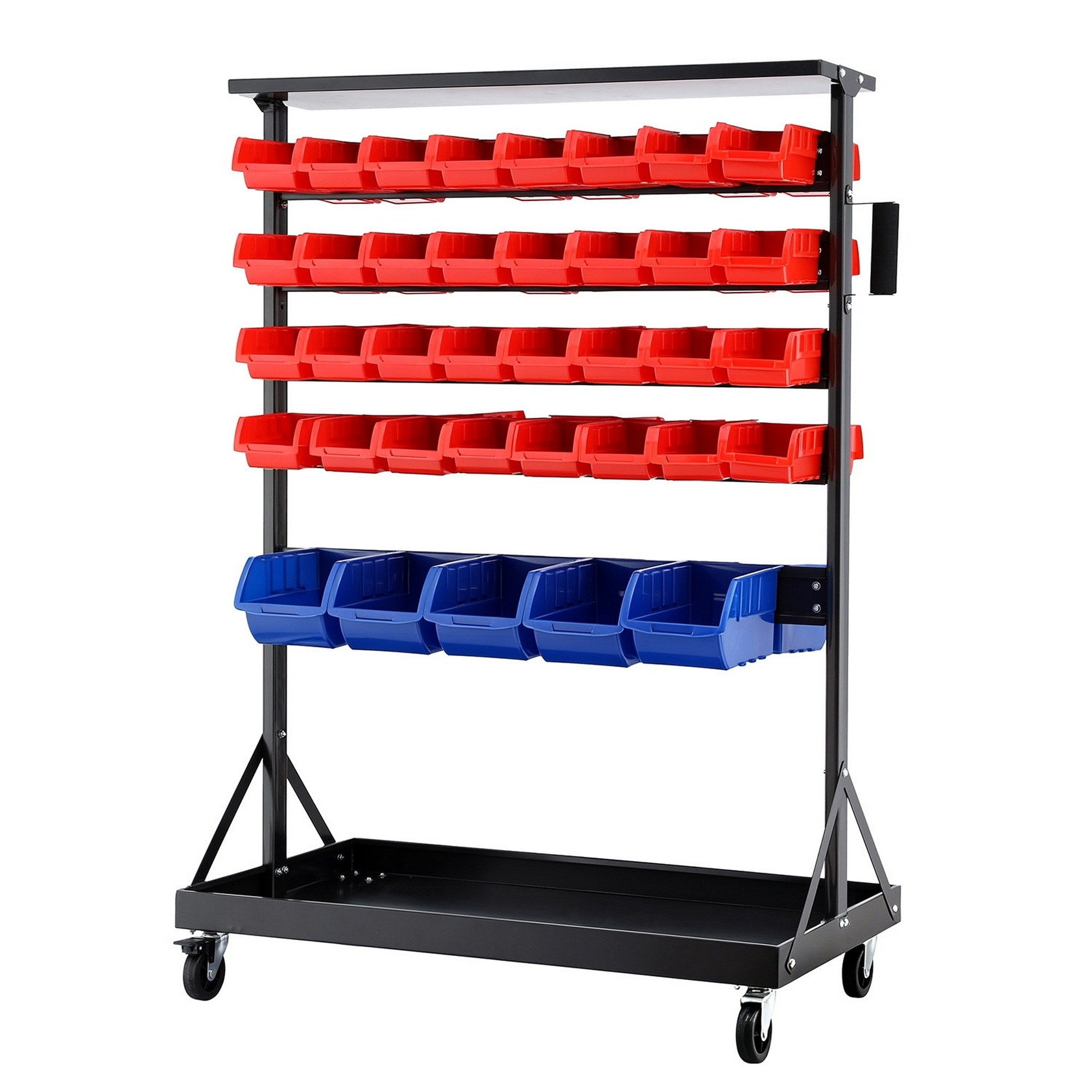 Giantz 74 Bins Storage Rack Double Sided Mobile Garage Workshop Tools Organizer BIN-RACK-78-AB