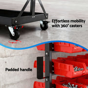Giantz 74 Bins Storage Rack Double Sided Mobile Garage Workshop Tools Organizer BIN-RACK-78-AB