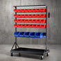 Giantz 74 Bins Storage Rack Double Sided Mobile Garage Workshop Tools Organizer BIN-RACK-78-AB