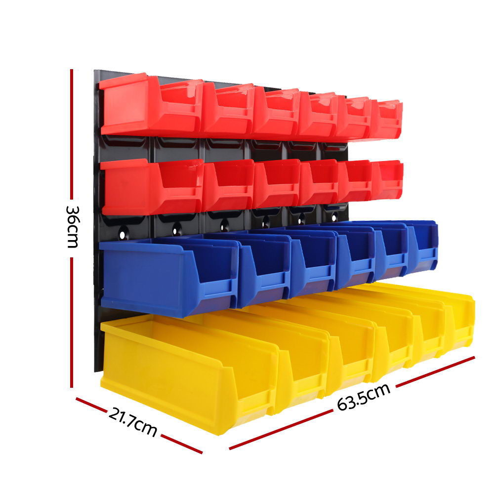 Giantz 24 Storage Bin Rack Wall Mounted BIN-WALL-24