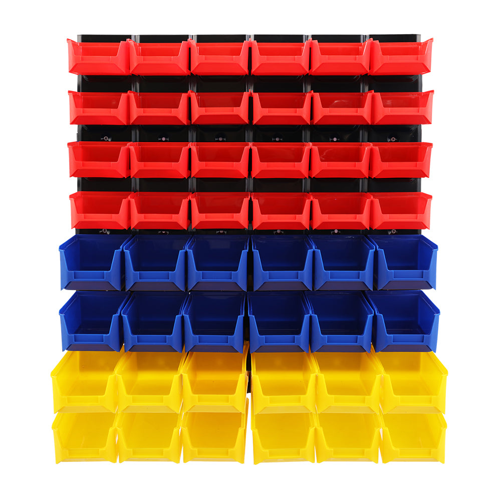 Giantz 48 Storage Bin Rack Wall Mounted Peg Board BIN-WALL-24X2