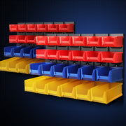 Giantz 48 Storage Bin Rack Wall Mounted Peg Board BIN-WALL-24X2