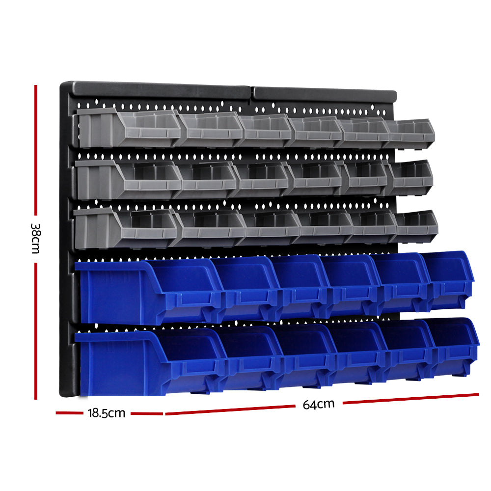 Giantz 60 Storage Bin Rack Wall Mounted BIN-WALL-30X2