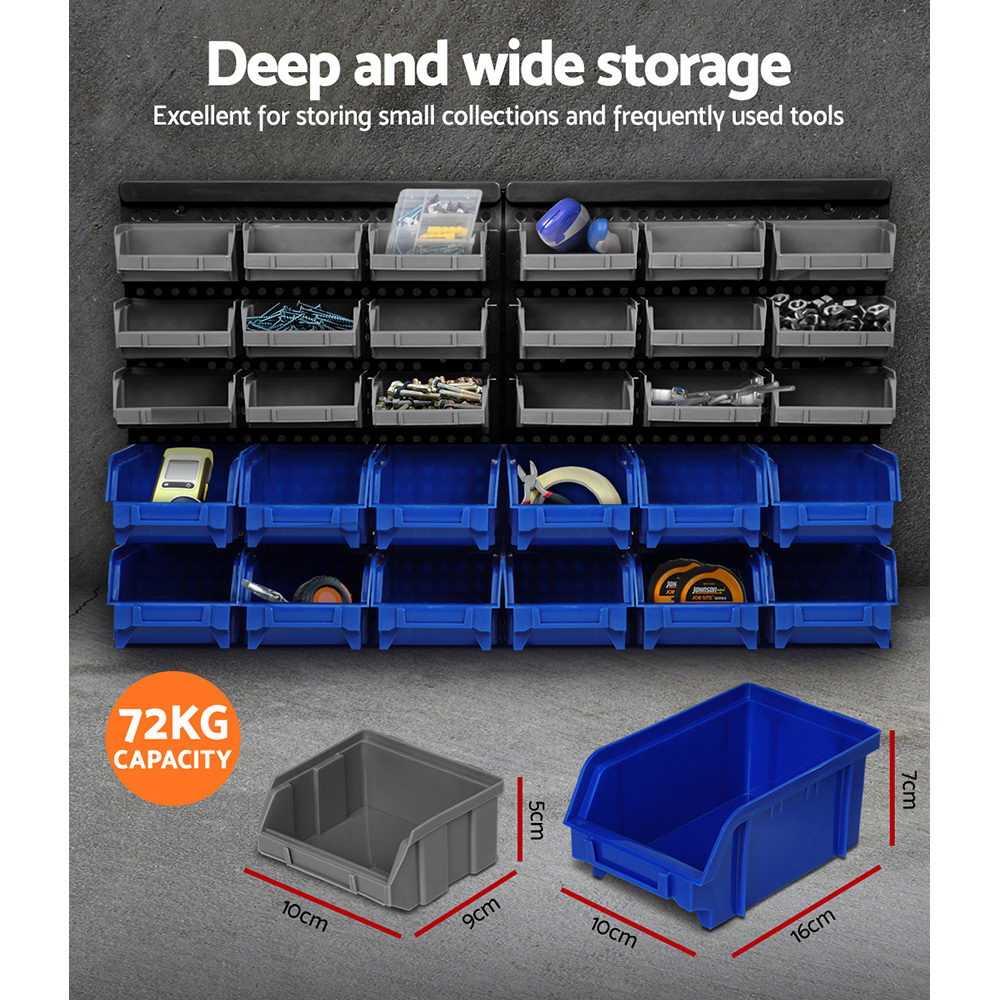 Giantz 60 Storage Bin Rack Wall Mounted BIN-WALL-30X2