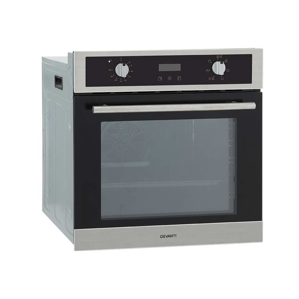 Devanti Electric Built In Wall Oven 80L Convection Grill Ovens Stainless Steel BIO-C-8F-BKSS
