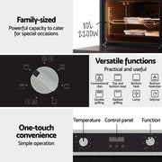 Devanti Electric Built In Wall Oven 80L Convection Grill Ovens Stainless Steel BIO-C-8F-BKSS