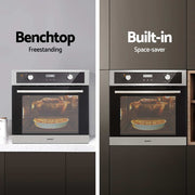 Devanti Electric Built In Wall Oven 80L Convection Grill Ovens Stainless Steel BIO-C-8F-BKSS