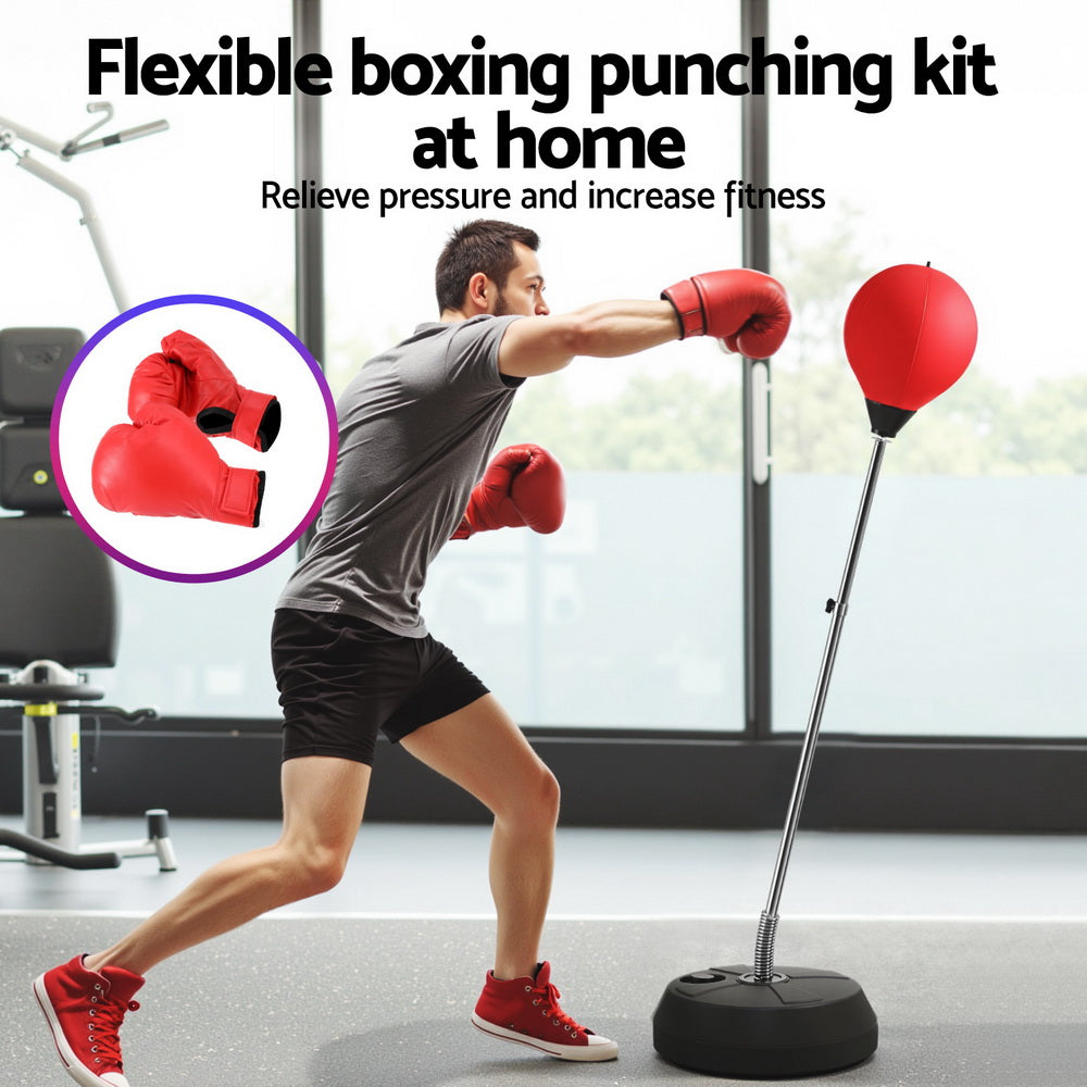 Everfit Adult Punching Bag Stand 150cm Adjustable Freestanding with Gloves and Pump BOXING-A-150-RD