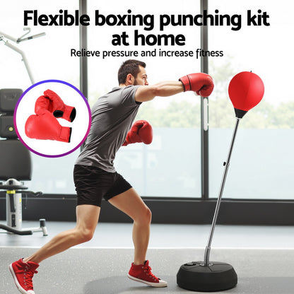 Everfit Adult Punching Bag Stand 150cm Adjustable Freestanding with Gloves and Pump BOXING-A-150-RD
