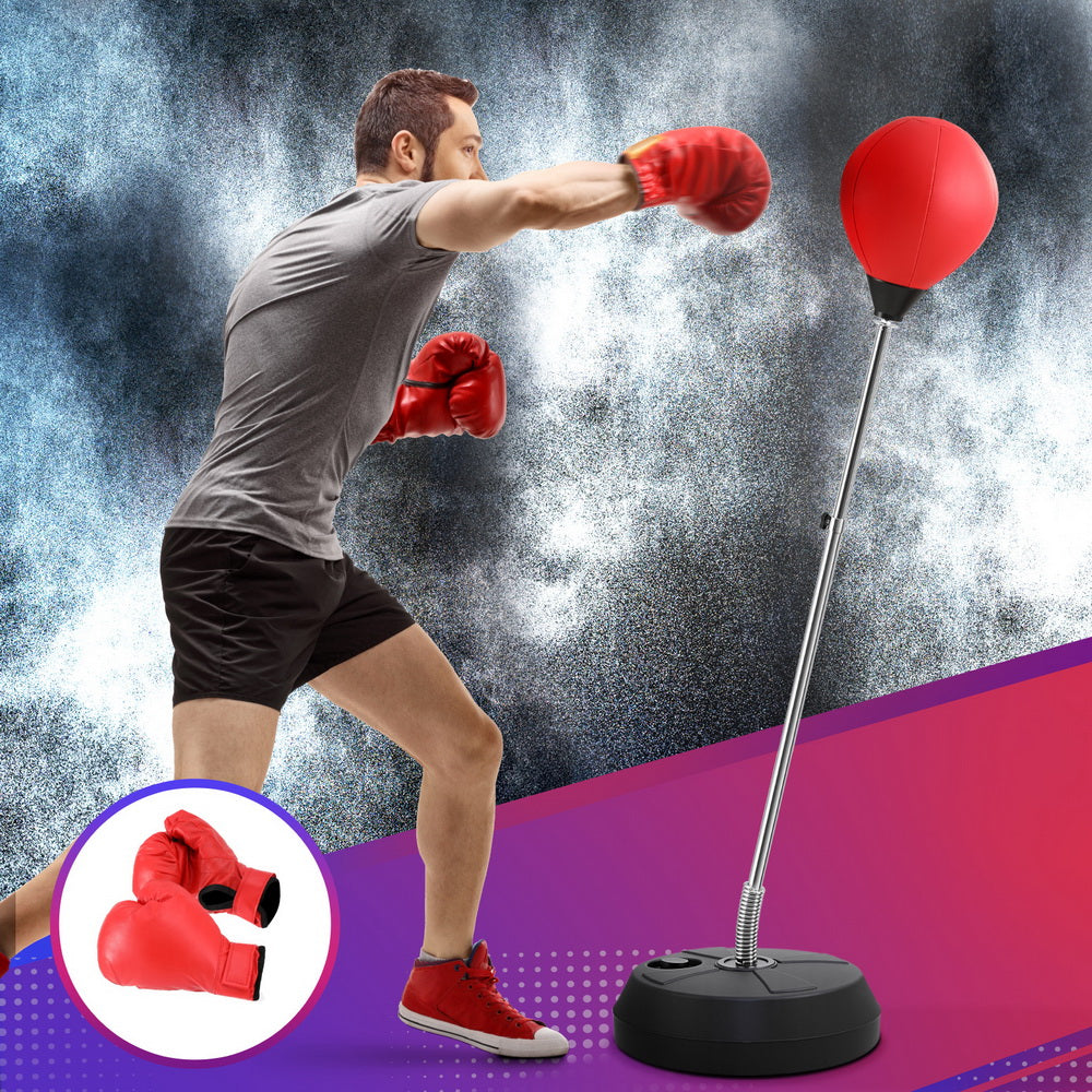 Everfit Adult Punching Bag Stand 150cm Adjustable Freestanding with Gloves and Pump BOXING-A-150-RD