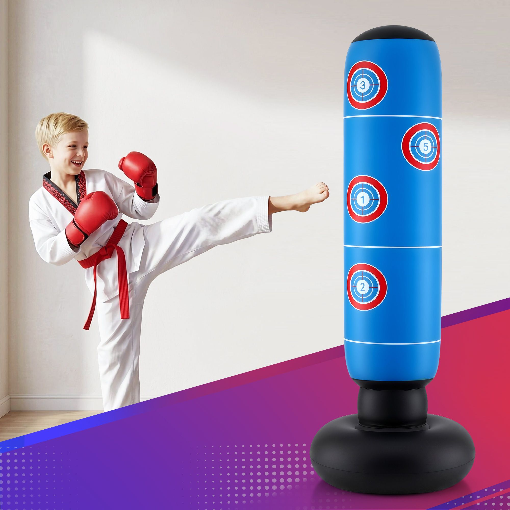 Everfit Freestanding Punching Bag Boxing Stand Inflatable Fitness 164cm Blue