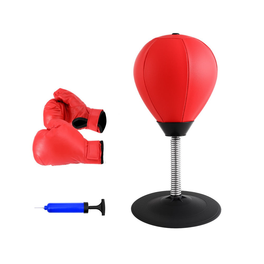 Everfit Desktop Punching Boxing Bag Stand Set with Pump Swivel Speed Balls BOXING-A-DESKTOP-RD
