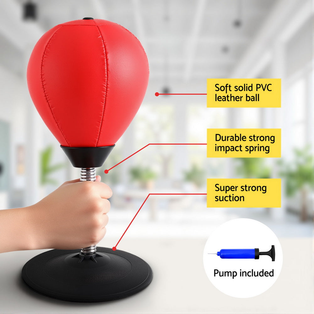 Everfit Desktop Punching Boxing Bag Stand Set with Pump Swivel Speed Balls BOXING-A-DESKTOP-RD