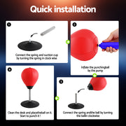 Everfit Desktop Punching Boxing Bag Stand Set with Pump Swivel Speed Balls BOXING-A-DESKTOP-RD