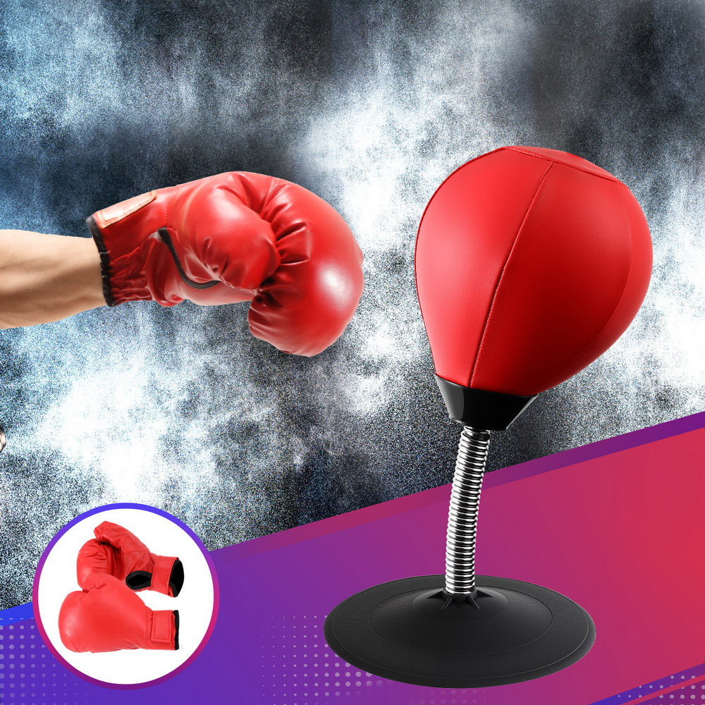 Everfit Desktop Punching Boxing Bag Stand Set with Pump Swivel Speed Balls BOXING-A-DESKTOP-RD
