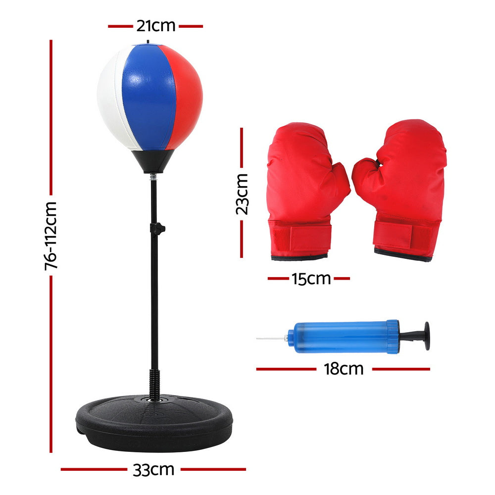 Everfit Kids Punching Bag Stand Set Adjustable 76-112cm with Gloves & Pump BOXING-A-KID-BL