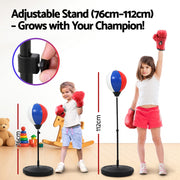 Everfit Kids Punching Bag Stand Set Adjustable 76-112cm with Gloves & Pump BOXING-A-KID-BL