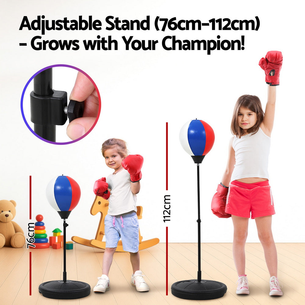 Everfit Kids Punching Bag Stand Set Adjustable 76-112cm with Gloves & Pump BOXING-A-KID-BL