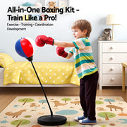 Everfit Kids Punching Bag Stand Set Adjustable 76-112cm with Gloves & Pump BOXING-A-KID-BL