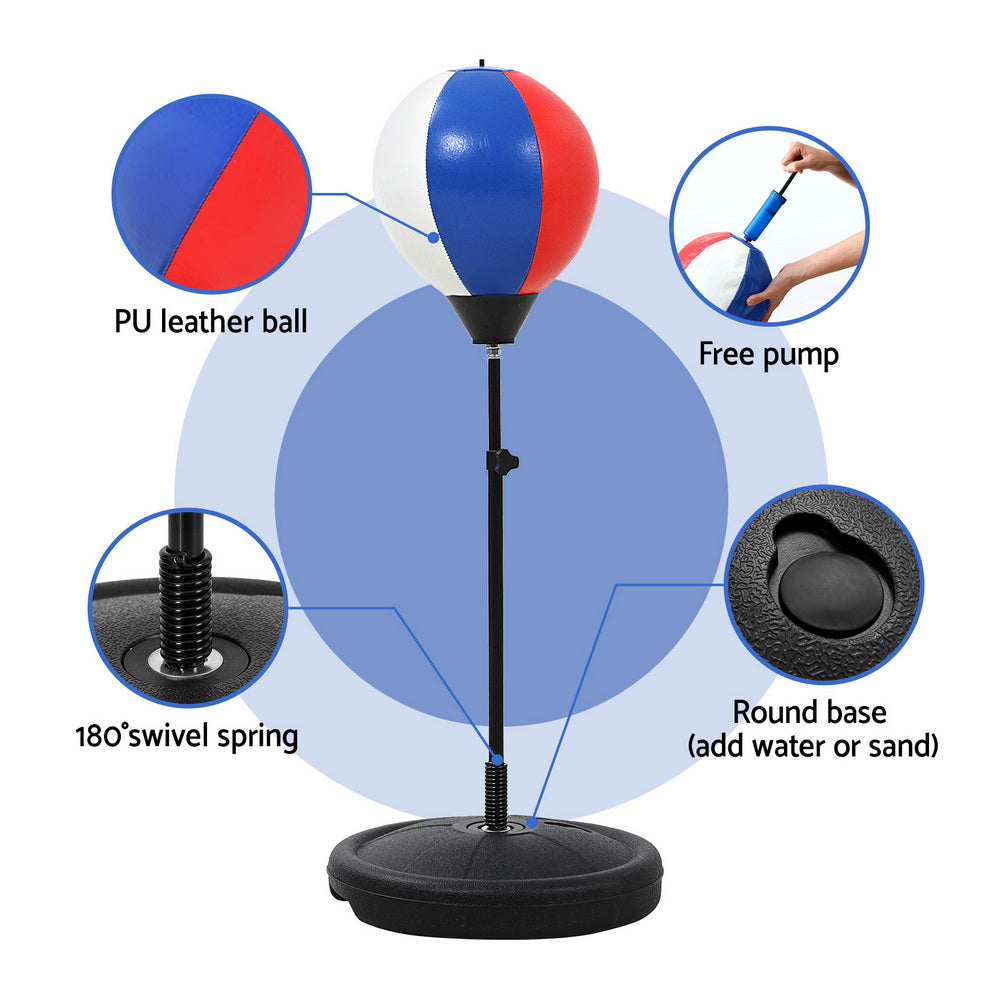 Everfit Kids Punching Bag Stand Set Adjustable 76-112cm with Gloves & Pump BOXING-A-KID-BL