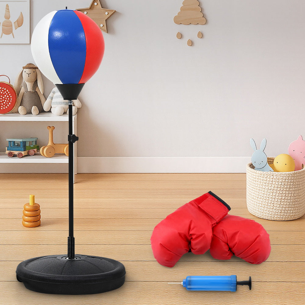Everfit Kids Punching Bag Stand Set Adjustable 76-112cm with Gloves & Pump BOXING-A-KID-BL