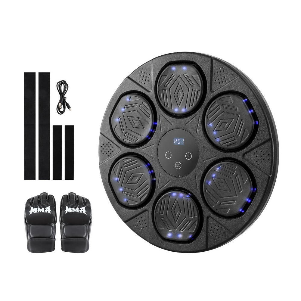 Everfit Music Boxing Machine Bluetooth Wall-Mounted Punch Target with LED Display & Gloves BOXING-A-MUSIC-TS-BK