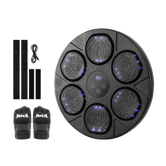 Everfit Music Boxing Machine Bluetooth Wall-Mounted Punch Target with LED Display & Gloves BOXING-A-MUSIC-TS-BK
