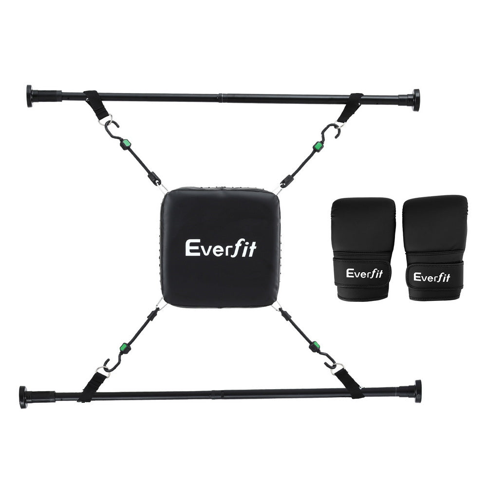 Everfit Doorway Punching Bag Adjustable Apartment Friendly with Boxing Gloves Black BOXING-A-PAD-BK