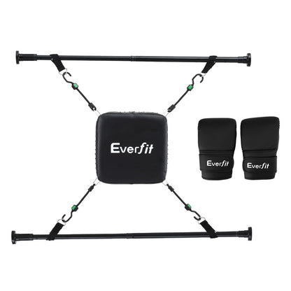 Everfit Doorway Punching Bag Adjustable Apartment Friendly with Boxing Gloves Black BOXING-A-PAD-BK