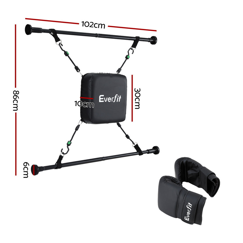 Everfit Doorway Punching Bag Adjustable Apartment Friendly with Boxing Gloves Black BOXING-A-PAD-BK