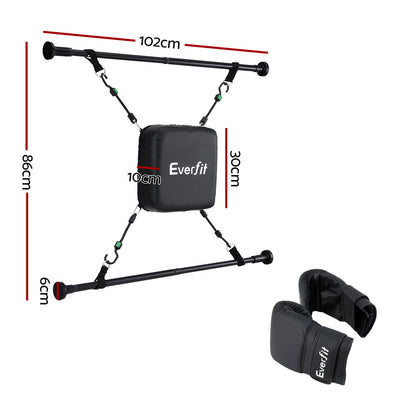 Everfit Doorway Punching Bag Adjustable Apartment Friendly with Boxing Gloves Black BOXING-A-PAD-BK