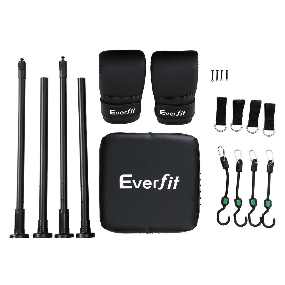 Everfit Doorway Punching Bag Adjustable Apartment Friendly with Boxing Gloves Black BOXING-A-PAD-BK