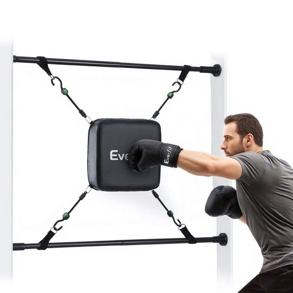 Everfit Doorway Punching Bag Adjustable Apartment Friendly with Boxing Gloves Black BOXING-A-PAD-BK