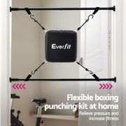Everfit Doorway Punching Bag Adjustable Apartment Friendly with Boxing Gloves Black BOXING-A-PAD-BK