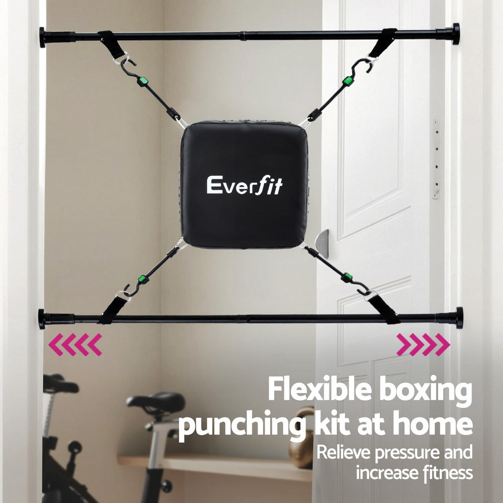 Everfit Doorway Punching Bag Adjustable Apartment Friendly with Boxing Gloves Black BOXING-A-PAD-BK