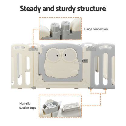 Keezi Baby Playpen 16 Panels Foldable Toddler Fence Safety Play Activity Centre BP-B-20211-16P-GR