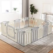 Keezi Baby Playpen 16 Panels Foldable Toddler Fence Safety Play Activity Centre BP-B-20211-16P-GR