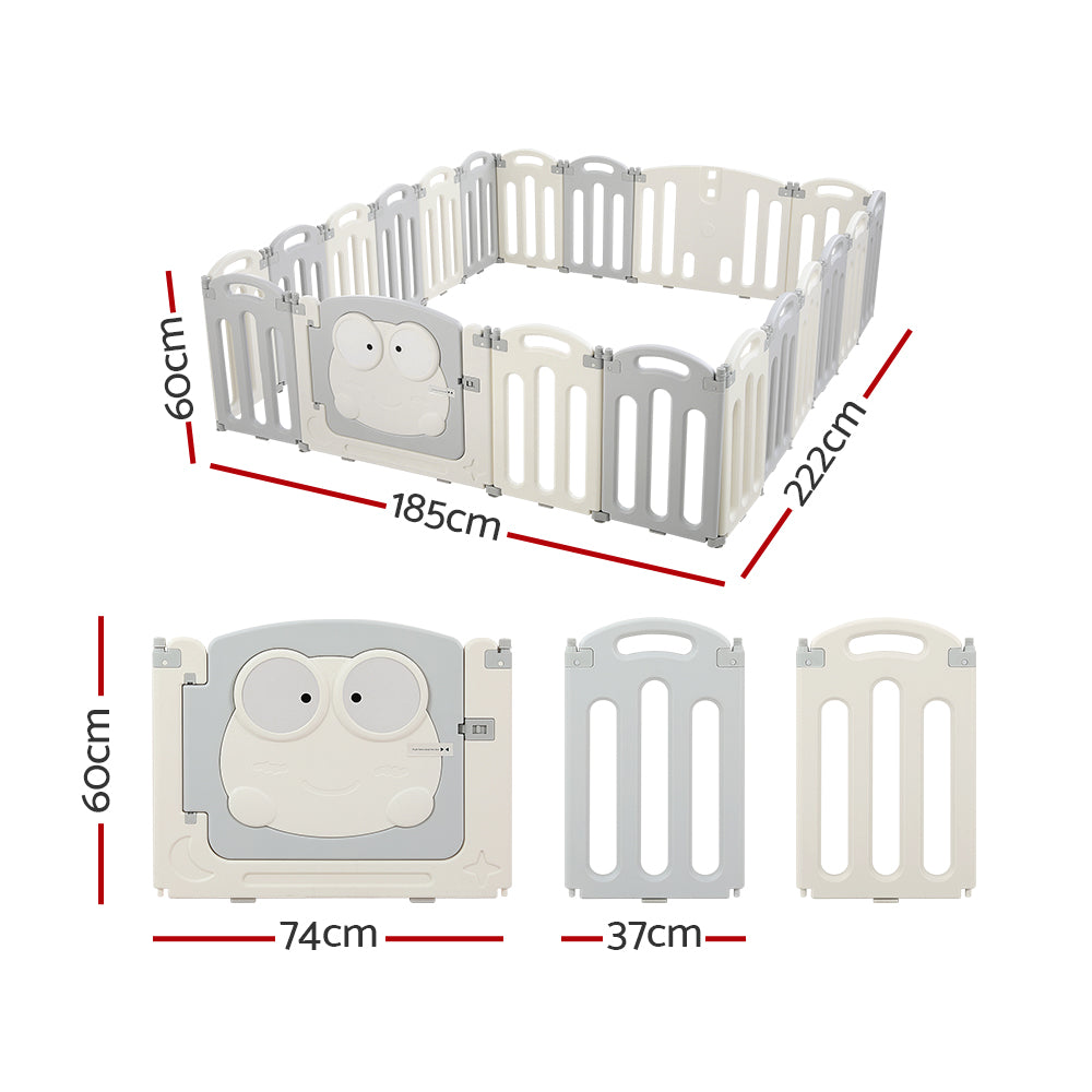 Keezi Baby Playpen 20 Panels Foldable Toddler Fence Safety Play Activity Centre BP-B-20211-20P-GR