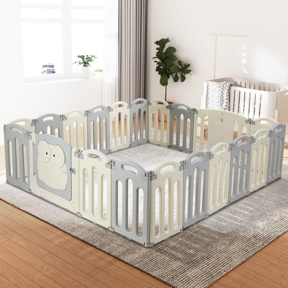 Keezi Baby Playpen 20 Panels Foldable Toddler Fence Safety Play Activity Centre BP-B-20211-20P-GR